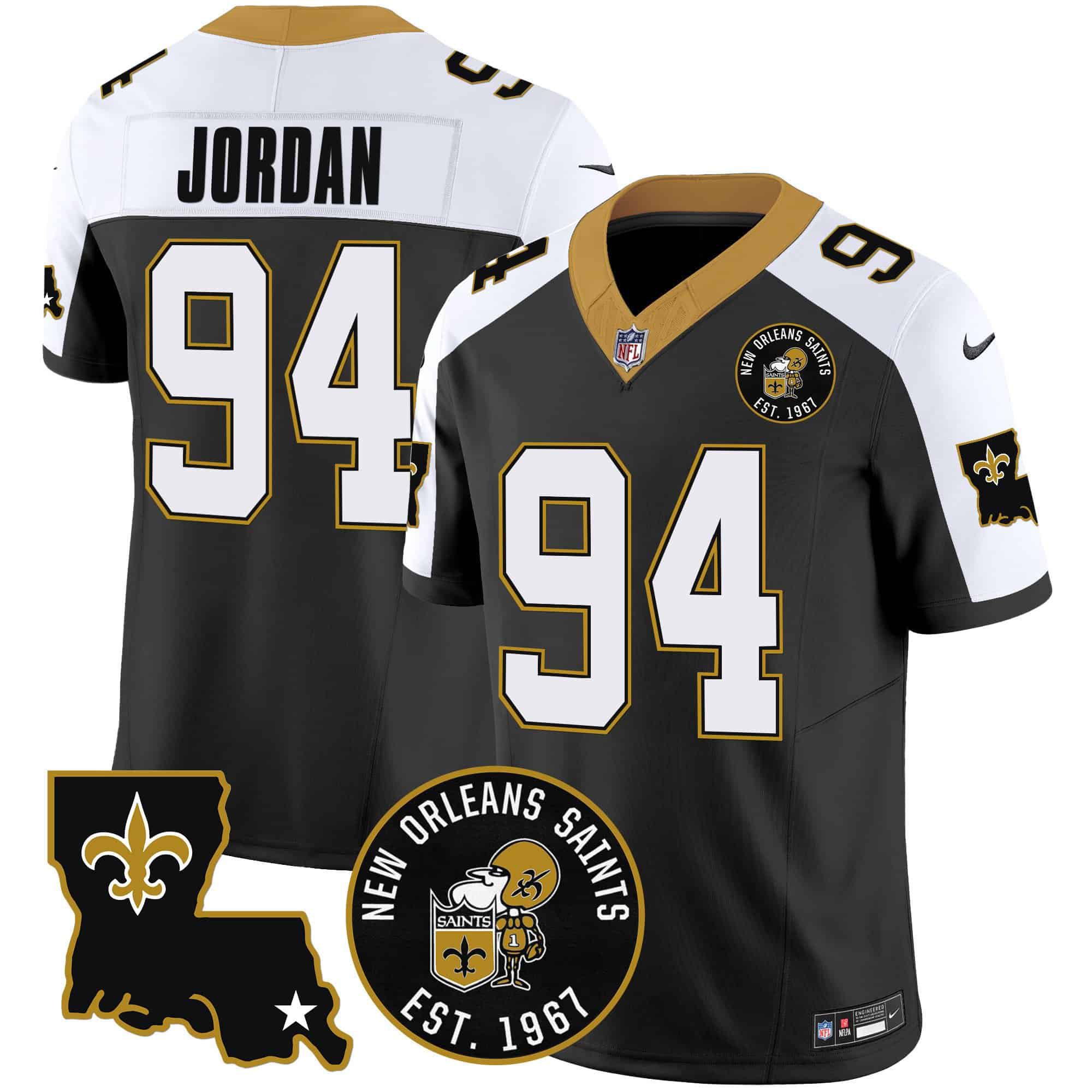 Men New Orleans Saints #94 Jordan Black 2024 Nike 1967 Patch Vapor Limited NFL Jersey->indianapolis colts->NFL Jersey
